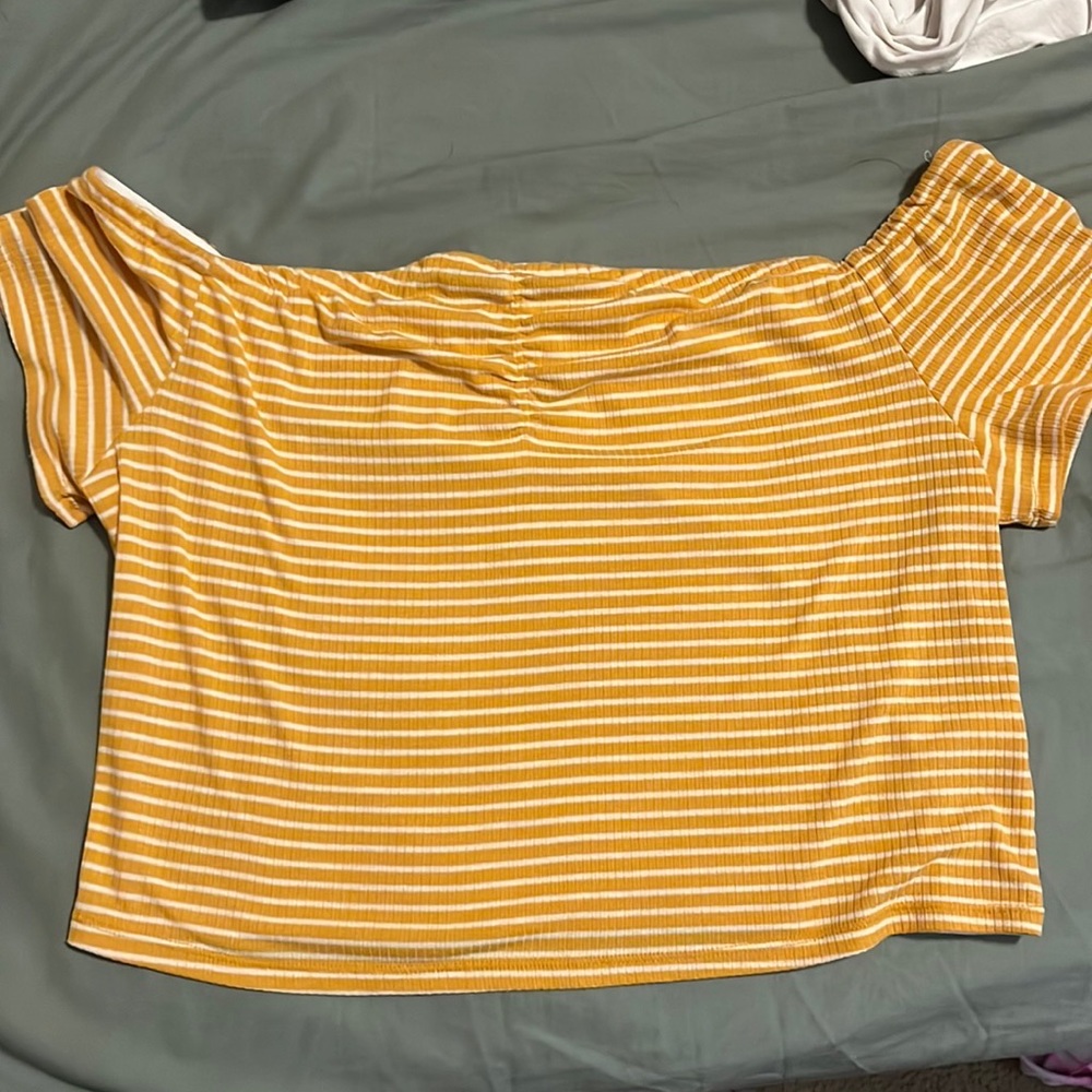 Yellow and white crop top